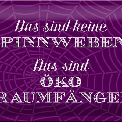 Blechschild Spruch 30x20cm keine Spinnweben Öko Traumfänger