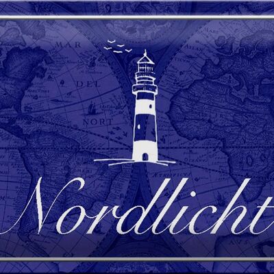 Tin sign saying 30x20cm Northern Lights Sea Lighthouse