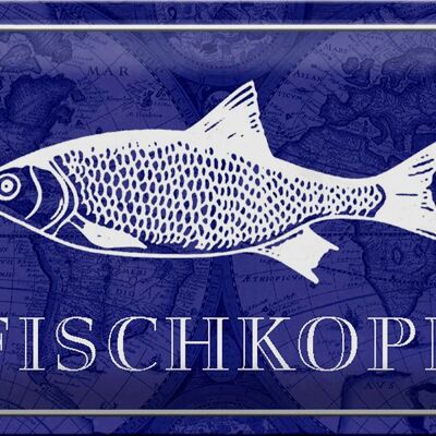 Cartel de chapa que dice Pez Fischkopp 30x20cm