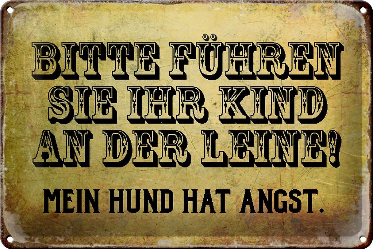 Targa in metallo 30x20 cm con scritta "Si prega di tenere il bambino al guinzaglio".