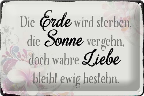 Blechschild Spruch 30x20cm wahre Liebe bleibt ewig bestehn