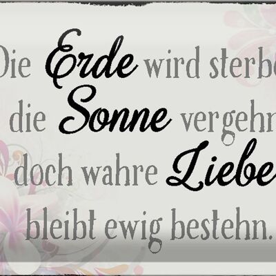 Blechschild Spruch 30x20cm wahre Liebe bleibt ewig bestehn