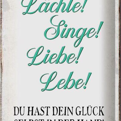 Blechschild Spruch 20x30cm Lächle Singe Liebe Lebe Glück