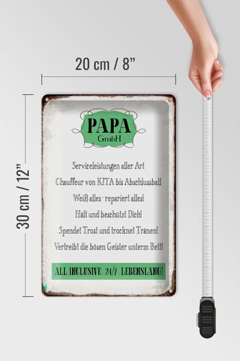 Plaque en tôle disant 20x30cm Papa GmbH 24/7 pour la vie 4