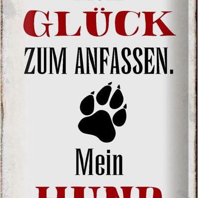 Blechschild Spruch 20x30cm Glück zum anfassen mein Hund