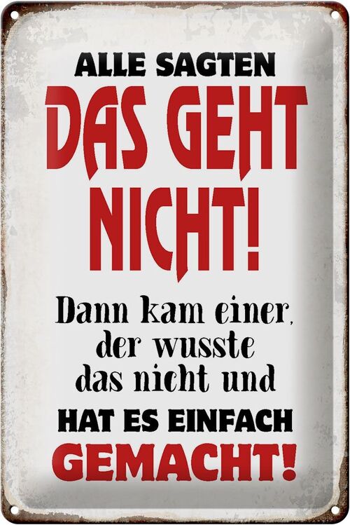 Blechschild Spruch 20x30cm Alle sagten geht nicht