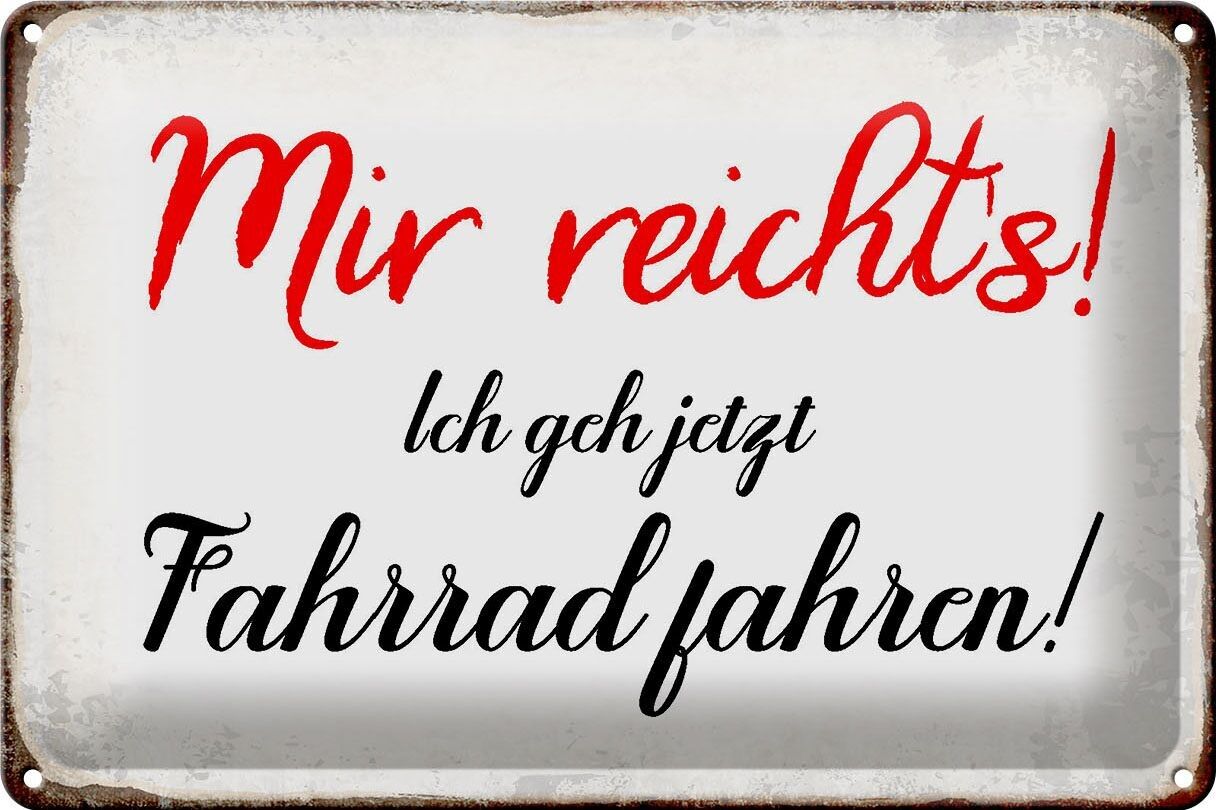 Targa in latta con scritto 30x20 cm mi basta, vado in bicicletta