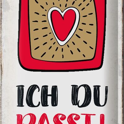 Tin sign saying 20x30cm I you fits heart love
