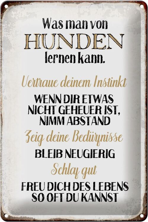 Blechschild Spruch 20x30cm was man von Hunden lernen kann