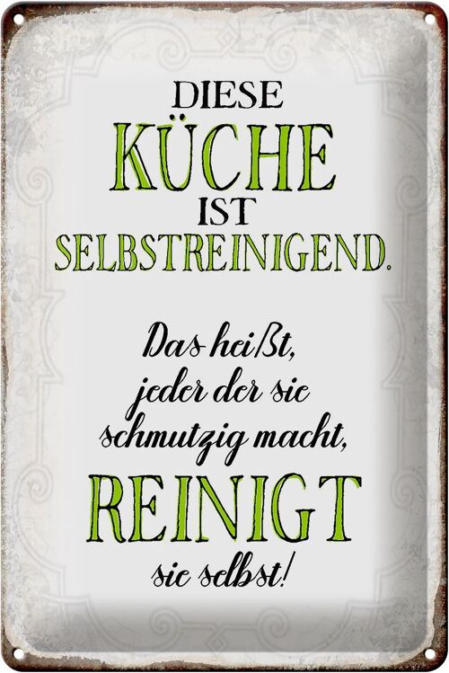 Blechschild Spruch 20x30cm diese Küche ist selbstreinigend Küchendeko