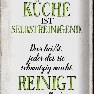 Blechschild Spruch 20x30cm diese Küche ist selbstreinigend Küchendeko