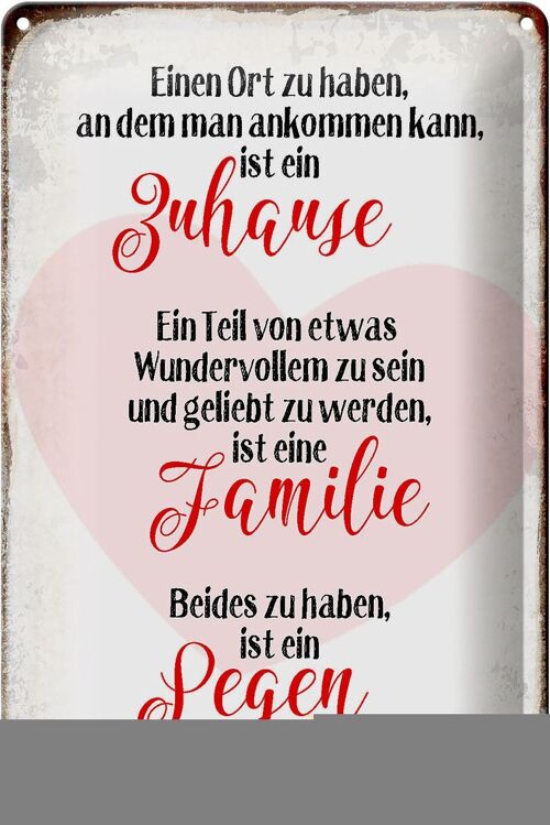 Blechschild Spruch 20x30cm Zuhause Familie Segen Herz