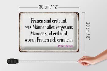 Panneau en étain disant 30x20cm Les femmes et les hommes sont étonnés de ce que 4