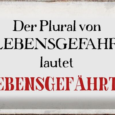 Blechschild Spruch 30x20cm plural von Lebensgefahr lautet