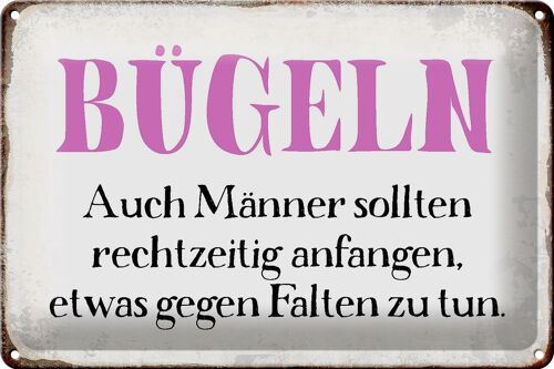 Blechschild Spruch 30x20cm Bügeln auch Männer sollten