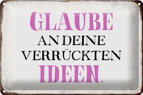 Blechschild Spruch 30x20cm glaube an deine verrückten Ideen