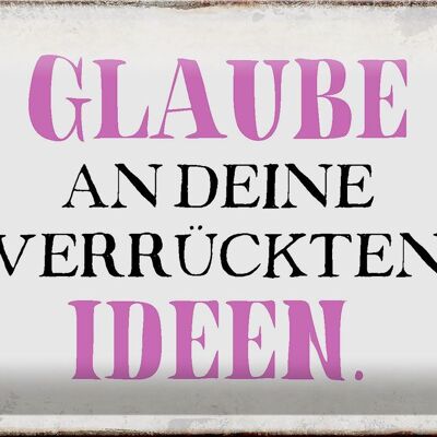 Blechschild Spruch 30x20cm glaube an deine verrückten Ideen