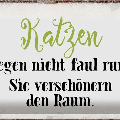 Blechschild Spruch 30x20cm Katzen liegen nicht faul rum