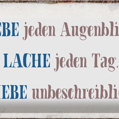 Blechschild Spruch 30x20cm liebe lache jeden Tag