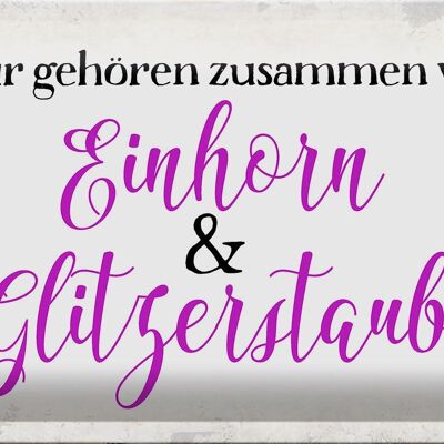 Blechschild Spruch 30x20cm Einhorn und Glitzerstaub
