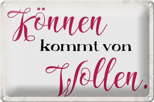 Blechschild Spruch 30x20cm Können kommt von Wollen