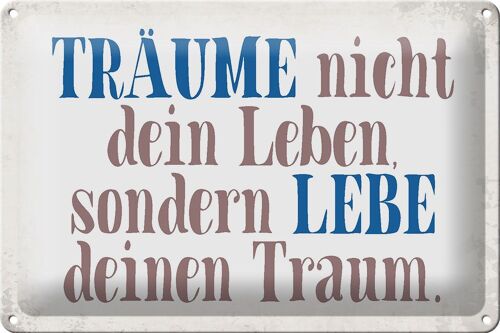 Blechschild Spruch 30x20cm träume nicht dein Leben lebe