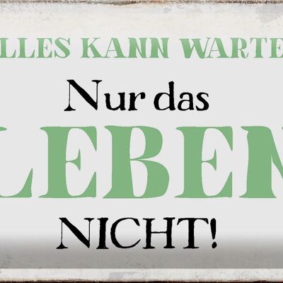 Blechschild Spruch 30x20cm alles kann warten Leben nicht