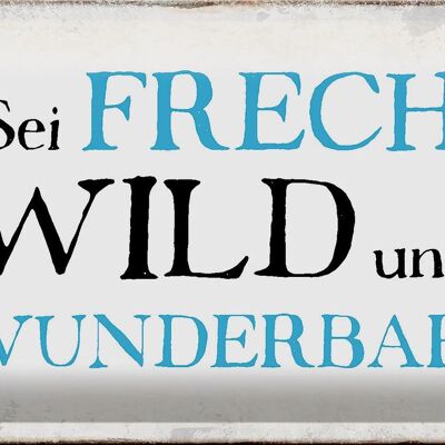 Blechschild Spruch 30x20cm sei frech wild wunderbar Retro