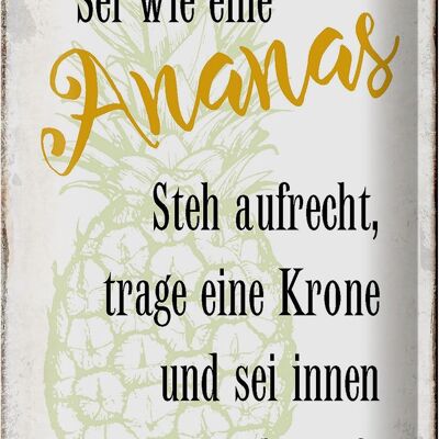 Blechschild Spruch 20x30cm sei Ananas aufrecht zuckersüß