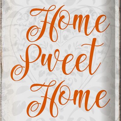 Targa in metallo con scritta "Home sweet Home" cuore 20x30 cm