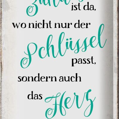 Blechschild Spruch 20x30cm Zuhause wo Herz sich wohlfühlt