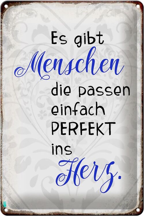 Blechschild Spruch 20x30cm gibt Menschen passen ins Herz