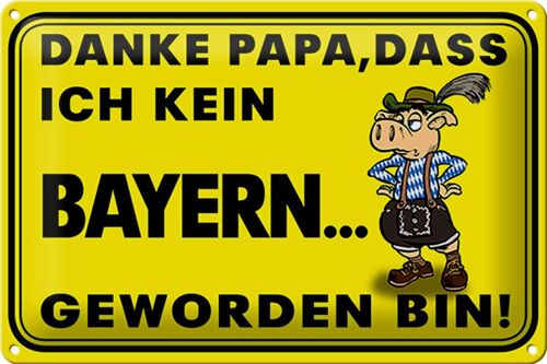 Blechschild Spruch 30x20cm Danke Papa dass ich kein Bayer