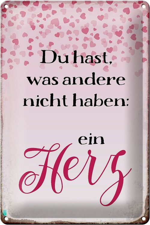 Blechschild Spruch 20x30cm hast was andere nicht haben Herz