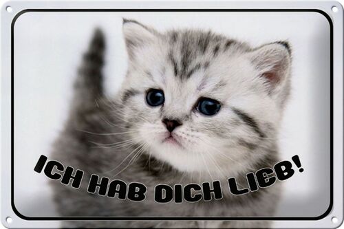 Blechschild Katze 30x20cm ich hab dich lieb