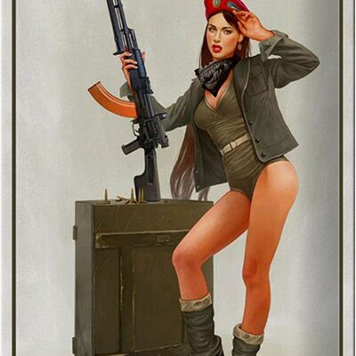 Cartel de chapa rifle 20x30cm Pinup Kalashnikov AKM-47