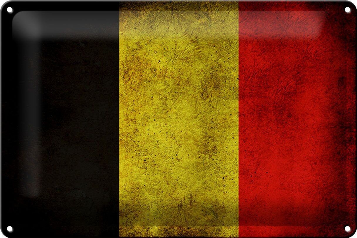 Targa in metallo bandiera 30x20 cm Bandiera del Belgio