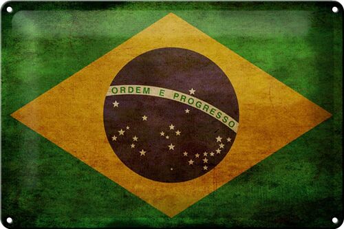Blechschild Flagge 30x20cm Brasilien