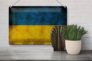 Drapeau en étain 30x20cm, drapeau de l'ukraine 3