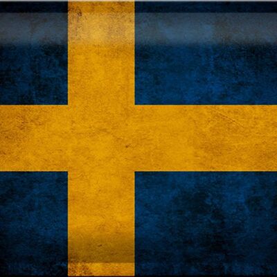 Targa in metallo bandiera 30x20 cm Bandiera della Svezia