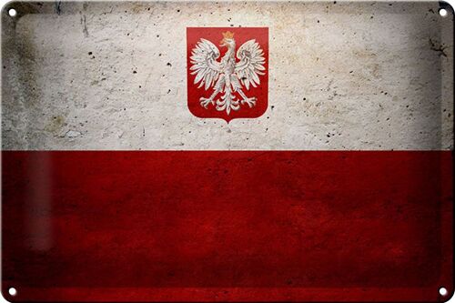 Blechschild Flagge 30x20cm Polen Fahne Wandeko