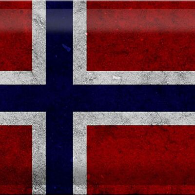 Targa in metallo bandiera 30x20 cm Decorazione murale bandiera norvegese