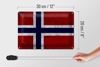Drapeau en étain 30x20cm, décoration murale, drapeau de la norvège 4