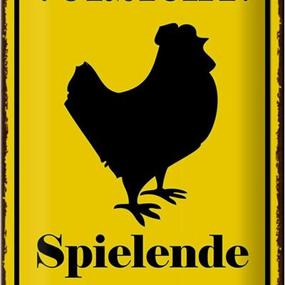 Metal sign notice 20x30cm Caution playing chickens warning sign