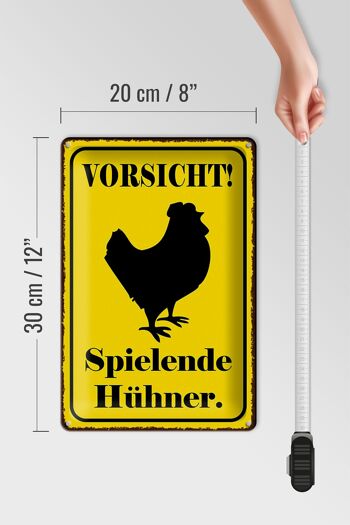 Signe en étain note 20x30cm, panneau d'avertissement de prudence en jouant aux poulets 4