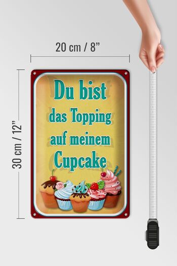 Plaque en étain indiquant 20x30cm Vous garnissez un cupcake 4