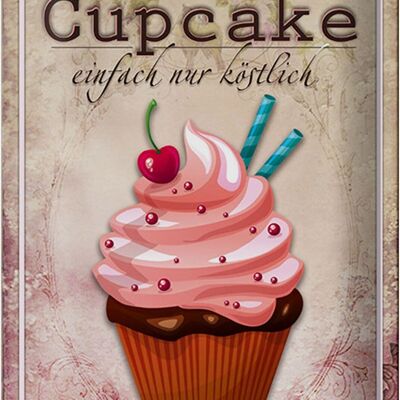 Cartel de chapa con texto "Cupcake simplemente delicioso" 20x30 cm