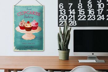 Plaque en tôle Cupcakes 20x30cm made with love sweet bakery 3