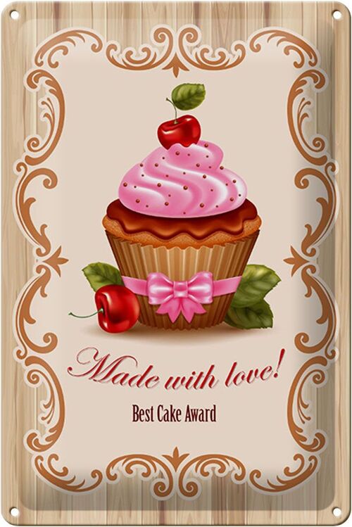 Blechschild Essen 20x30cm best Cupcake award with Love