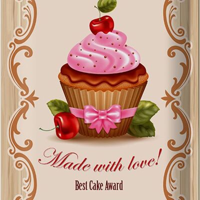 Cartel de chapa comida 20x30cm premio al mejor cupcake con amor